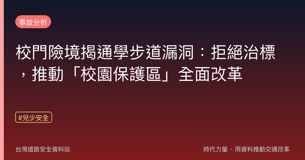 校門險境揭通學步道漏洞:拒絕治標,推動「校園保護區」全面改革